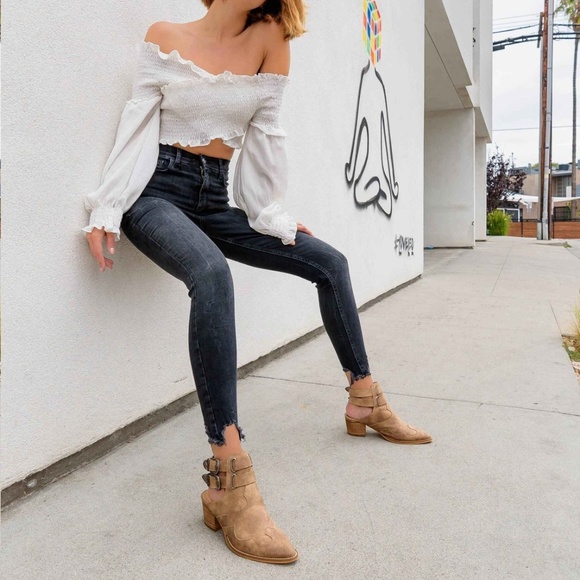 Distressed faux leather double ankle strap booties - Picture 3 of 7